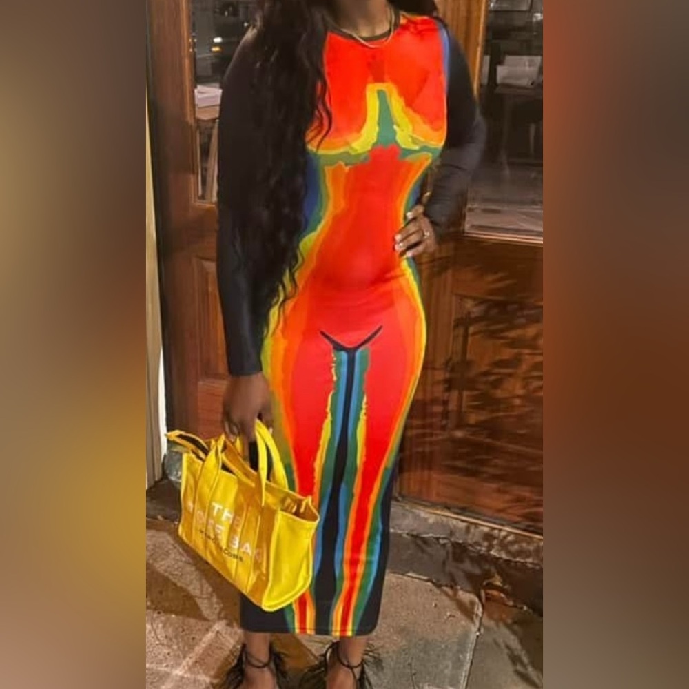 Vibrant Inferead  Multicolor Bodycon Dress